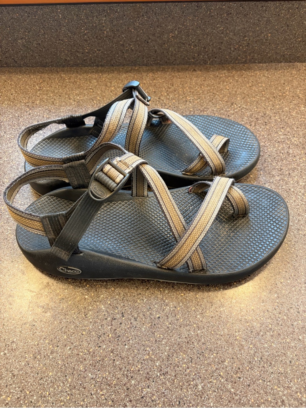 Chaco gold and grey sandals